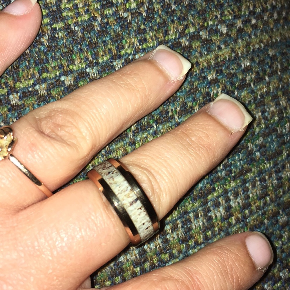Unisex rose gold & antler ring